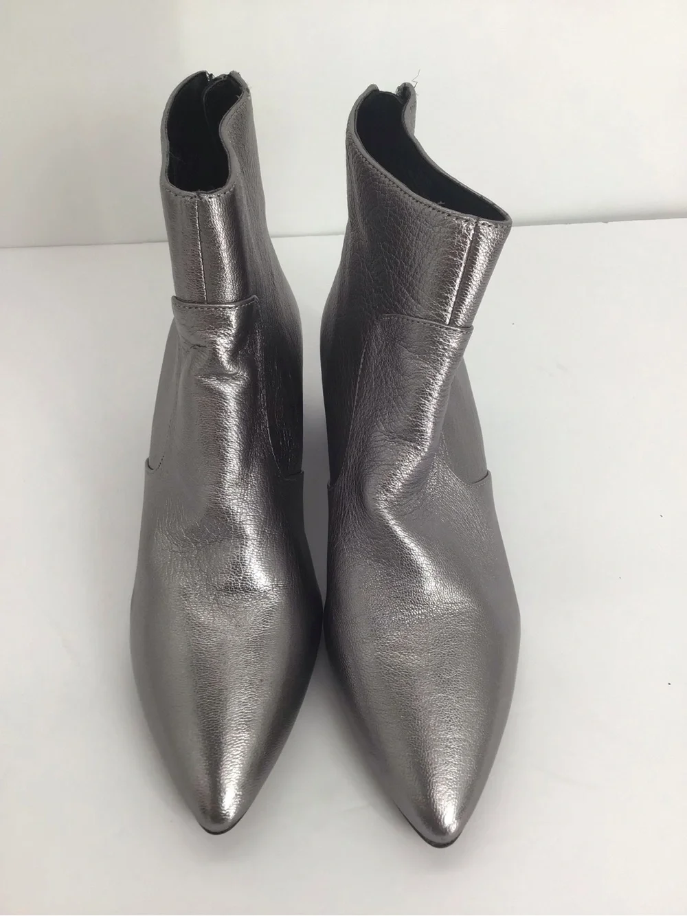 Karl Lagerfeld Paris NWOT Maude Metallic Bootie Pointed Almond Toe Silver Sz 6.5